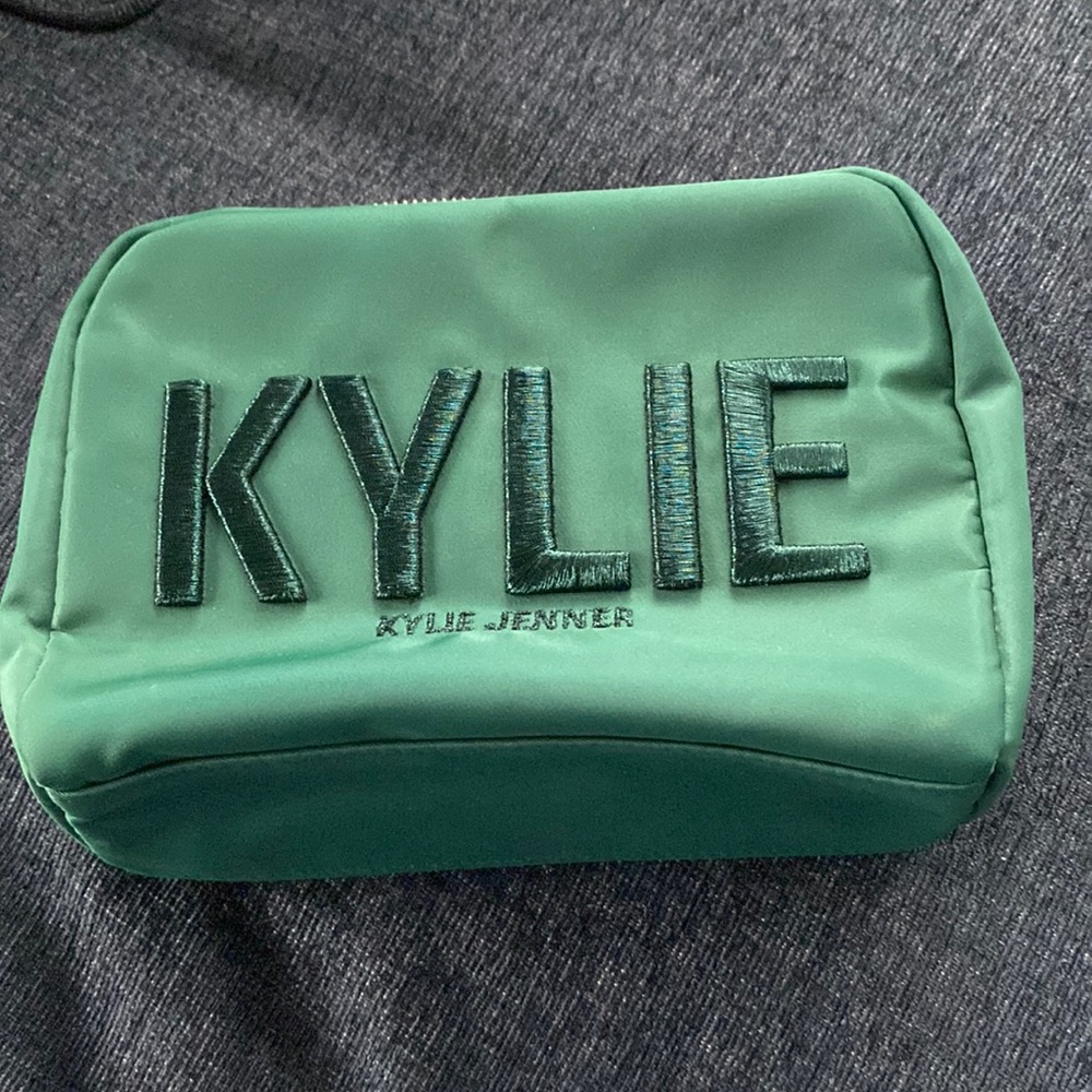 Kylie Cosmetics green makeup bag